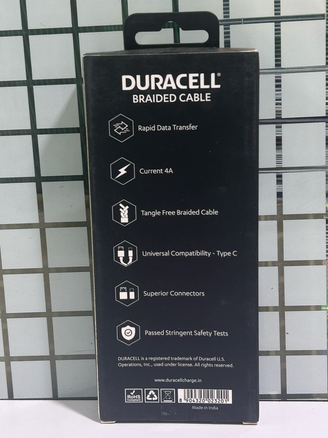 Duracell 1.2mtr 4A Type-C to Type-C Charging Cable Duracell 1.2mtr 4A Type-C to Type-C Charging Cable