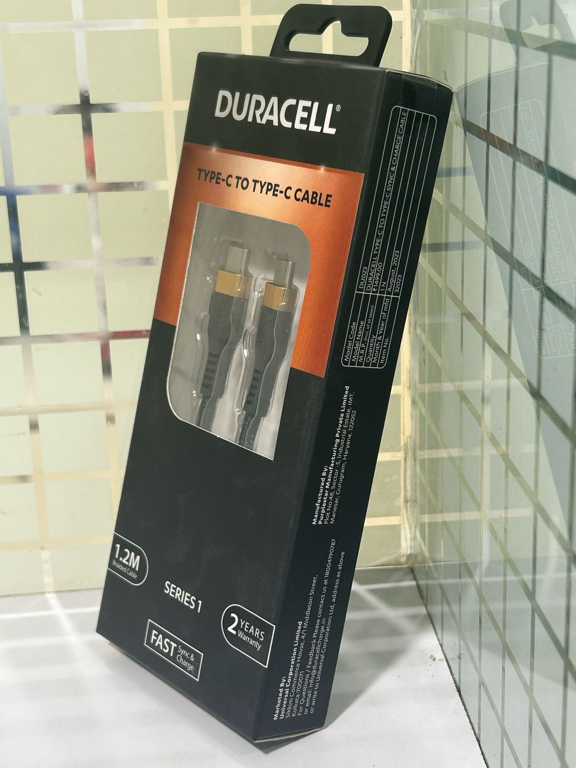 Duracell 1.2mtr 4A Type-C to Type-C Charging Cable Duracell 1.2mtr 4A Type-C to Type-C Charging Cable