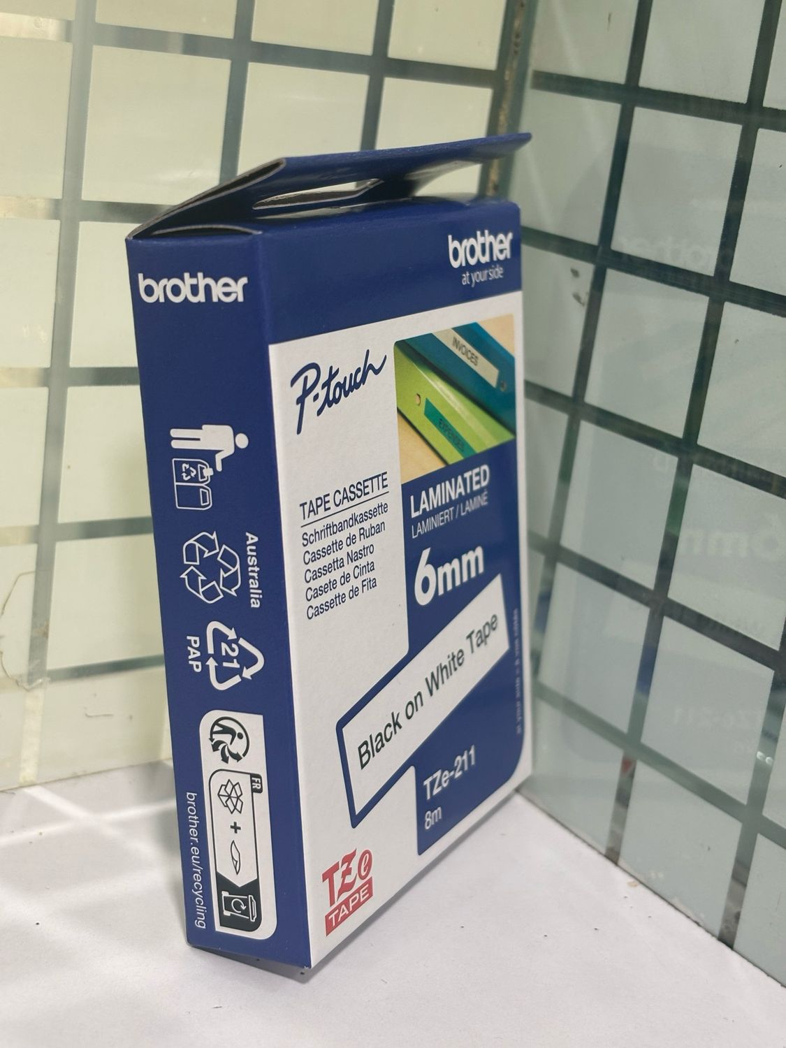 Brother TZe-211 Black on White 6mm Label Tape Brother TZe-211 Black on White 6mm Label Tape