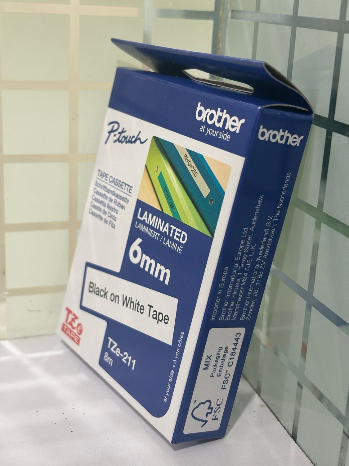 Brother TZe-211 Black on White 6mm Label Tape Brother TZe-211 Black on White 6mm Label Tape