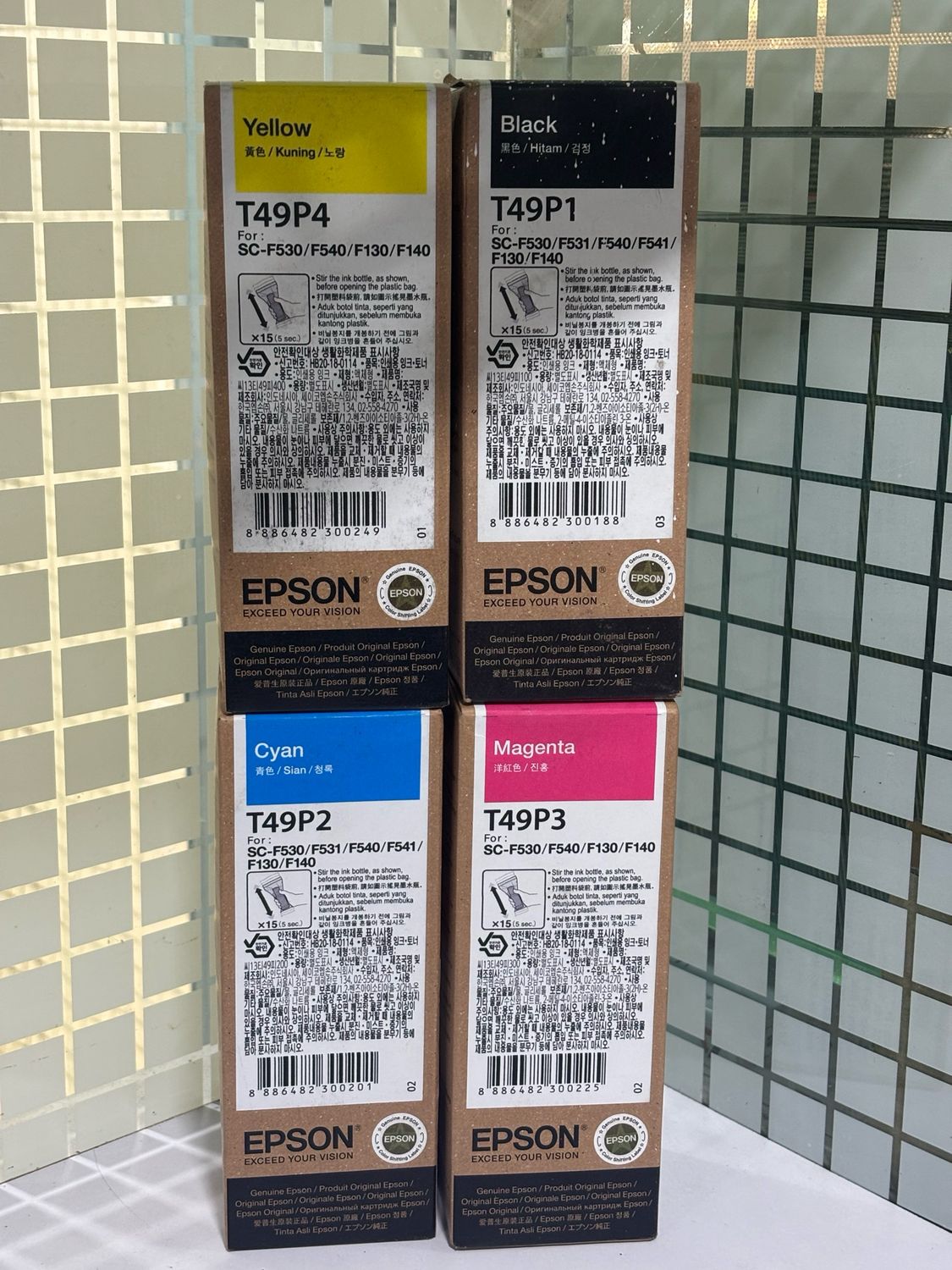 Epson F541, F130, F140 Ink Bottle (BK/C/Y/M - T49P)