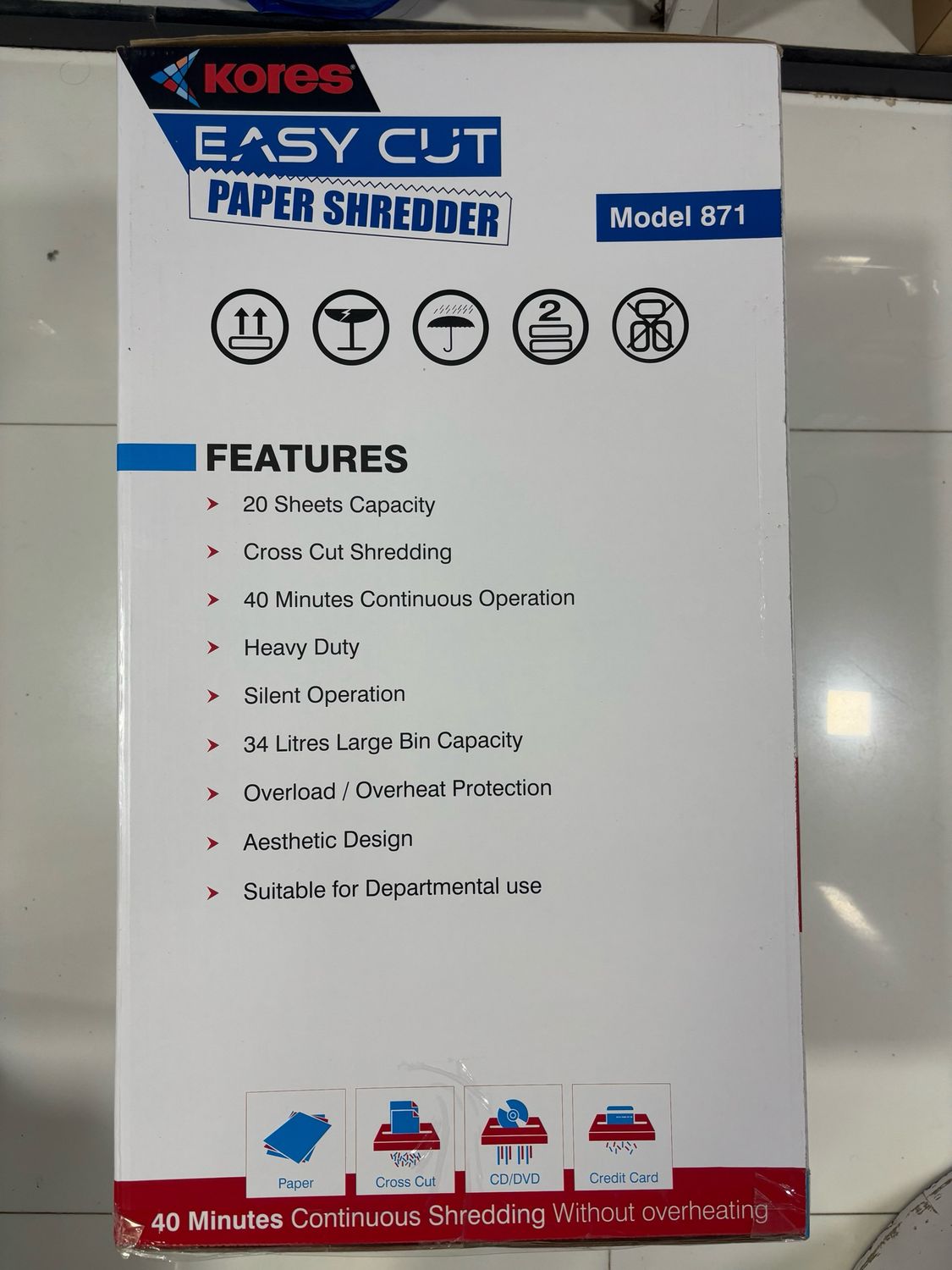 Kores Easy Cut 871 Paper Shredder Kores Easy Cut 871 Paper Shredder