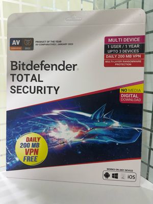 Renewal, 3 User, 1 Year, Bitdefender Total Security (200MB VPN)