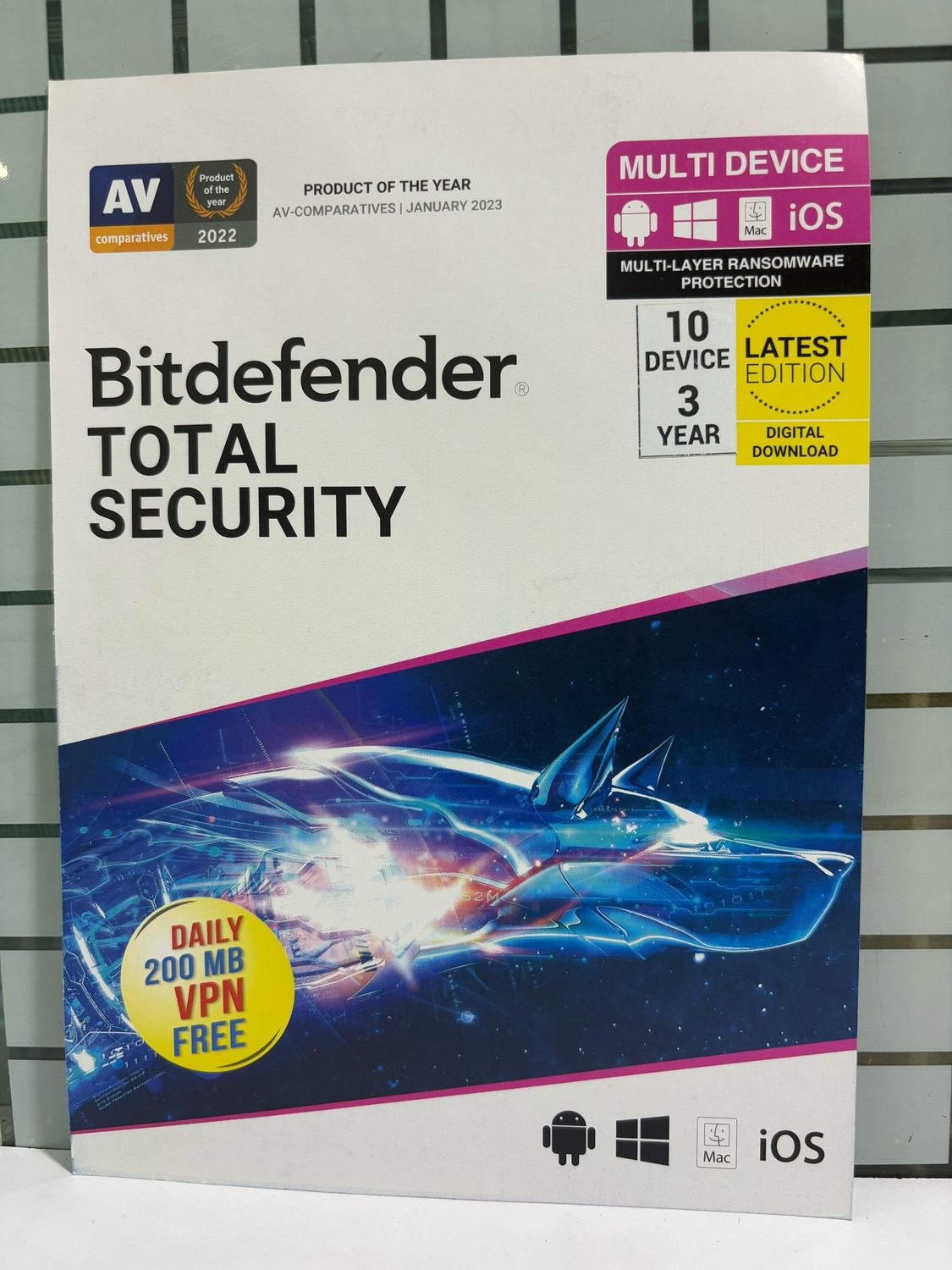 10 User, 3 Year, Bitdefender Total Security (200MB VPN)