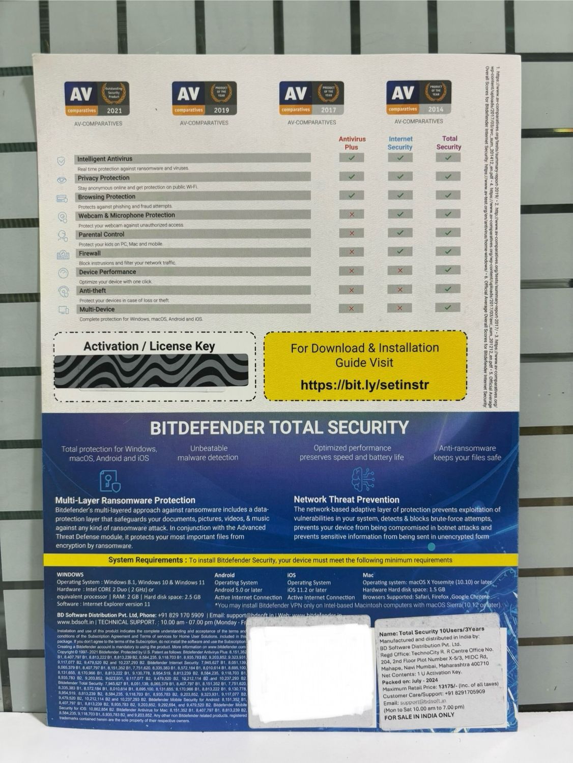 10 User, 3 Year, Bitdefender Total Security (200MB VPN)