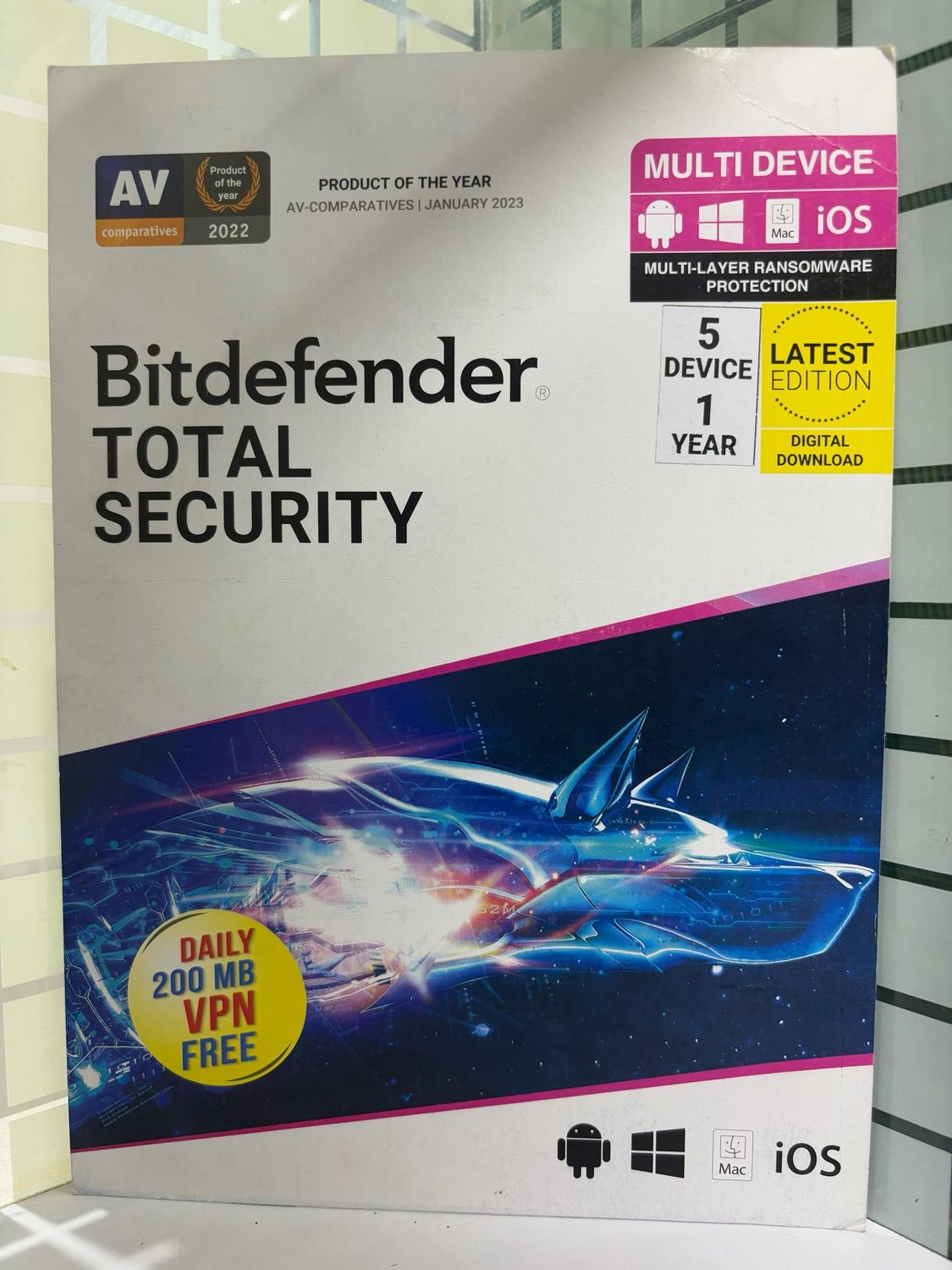 5 User, 1 Year, Bitdefender Total Security (200MB VPN)