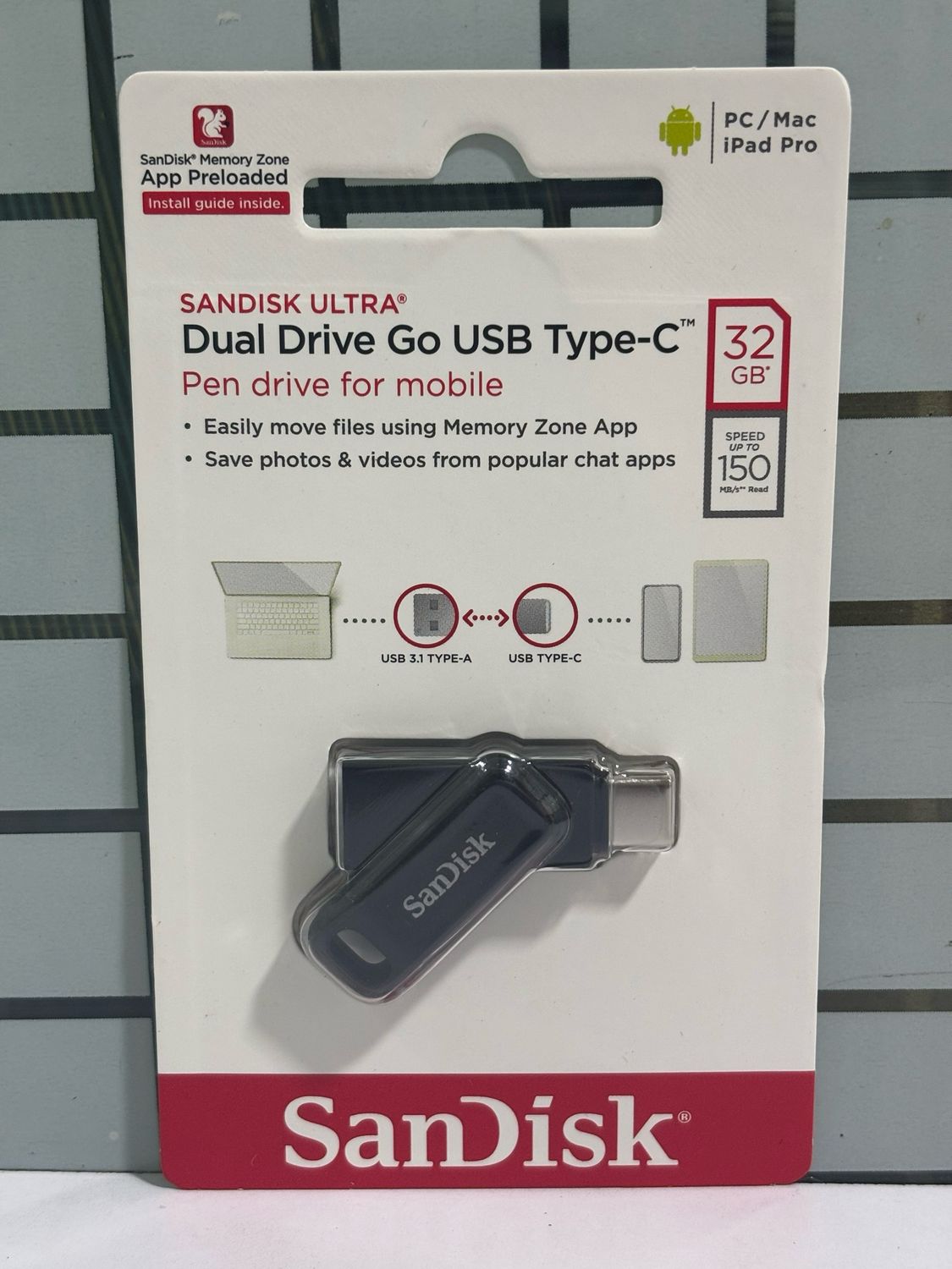 SanDisk 32GB Ultra Dual Drive Go Type C Pendrive for Mobile SanDisk 32GB Ultra Dual Drive Go Type C Pendrive for Mobile