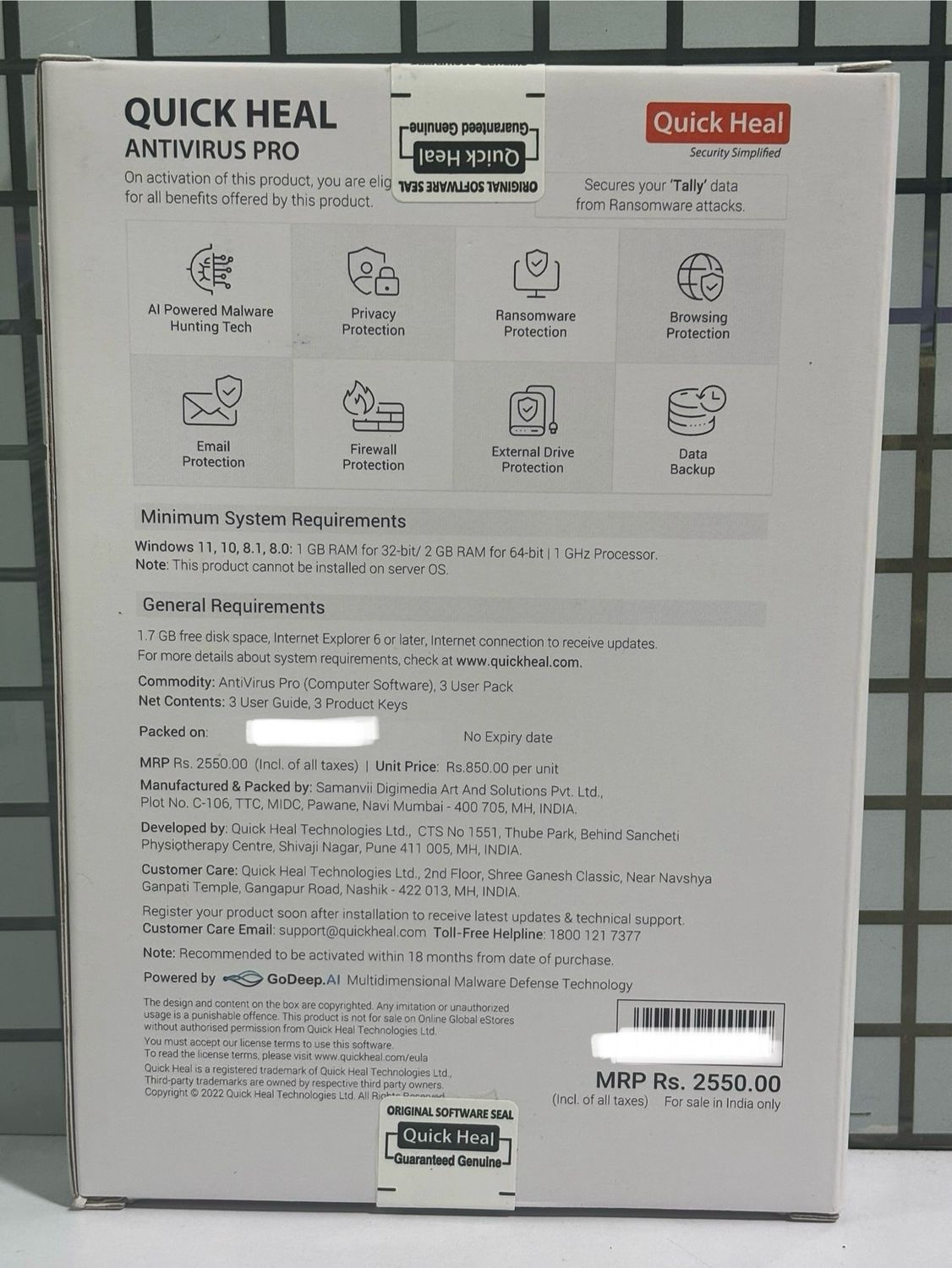 Renewal, 3 User, 1 Year, Quick Heal Antivirus Pro