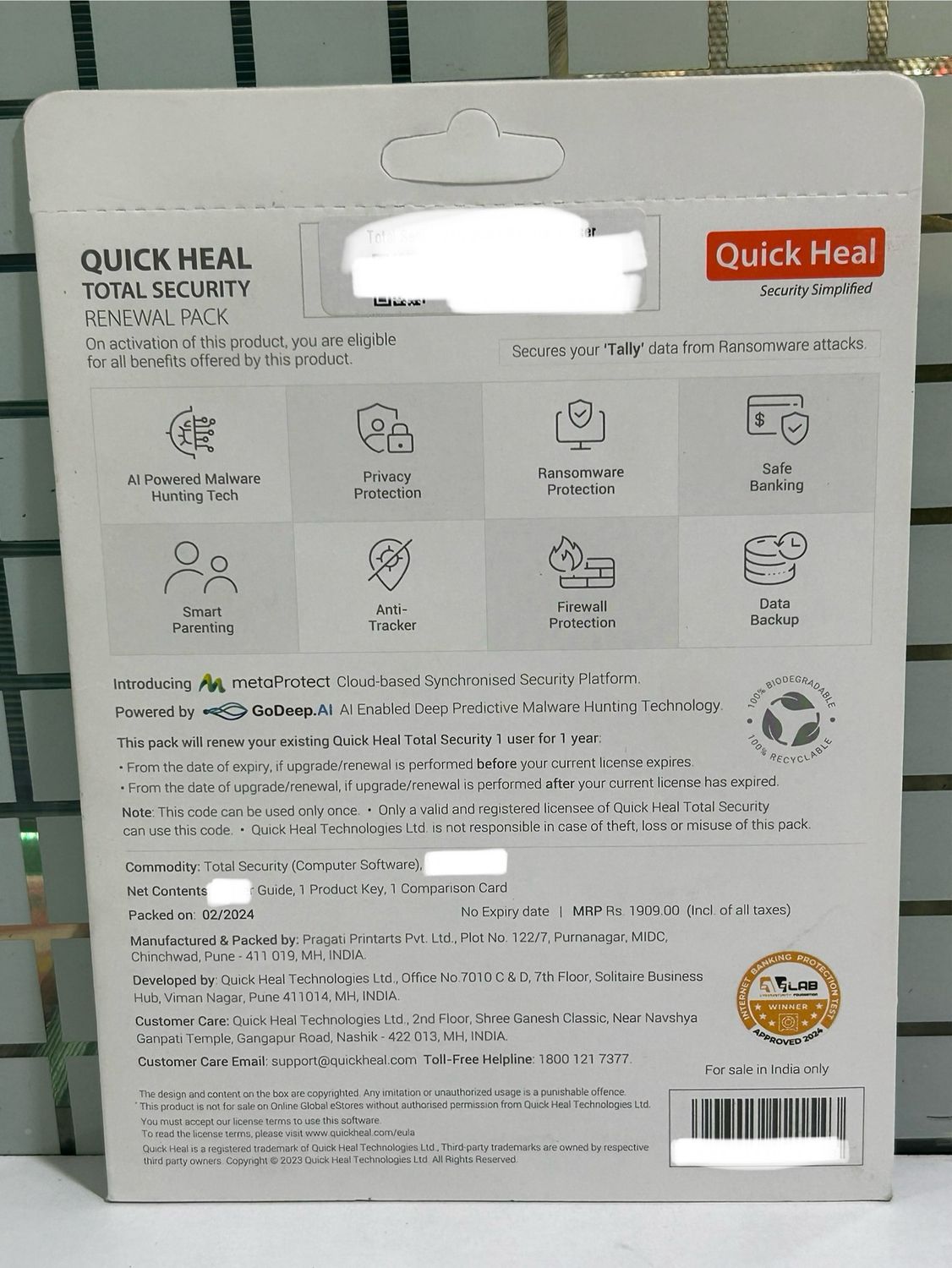 Renewal, 3 User, 1 Year, Quick Heal Total Security