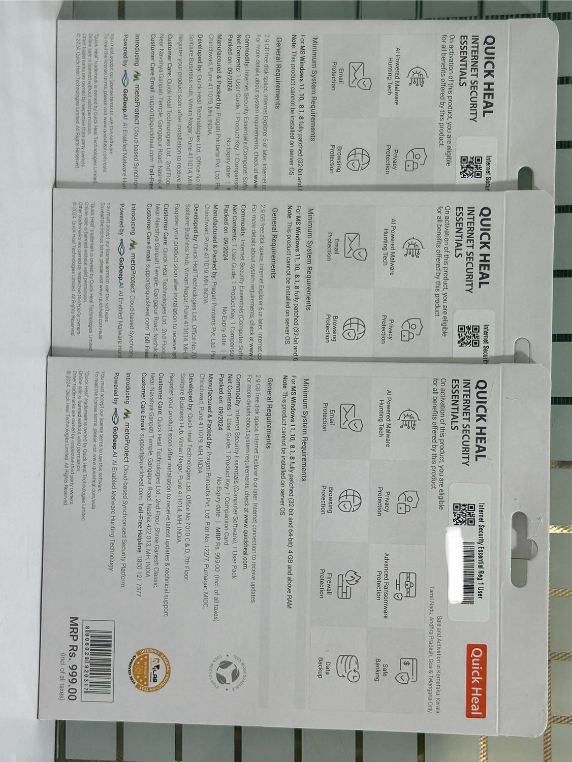 New, 3 User, 1 Year, Quick Heal Internet Security Essentials