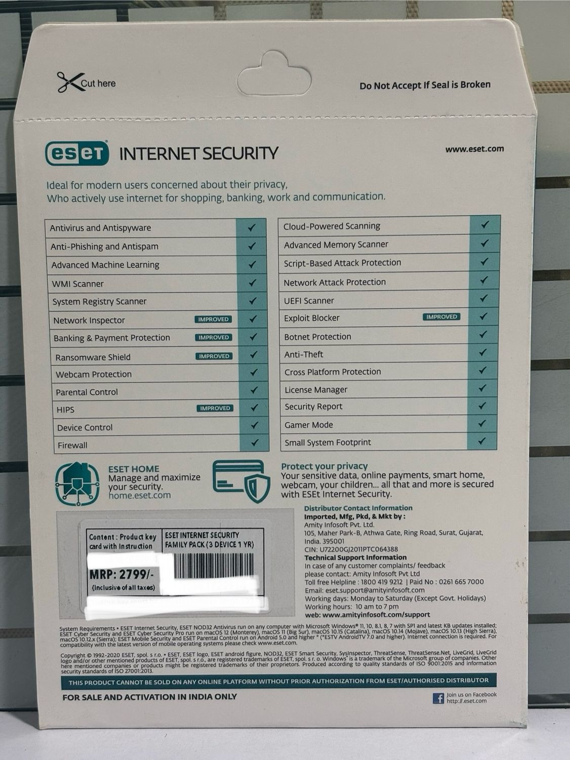 3 User, 1 Year, Eset internet Security (3-key)