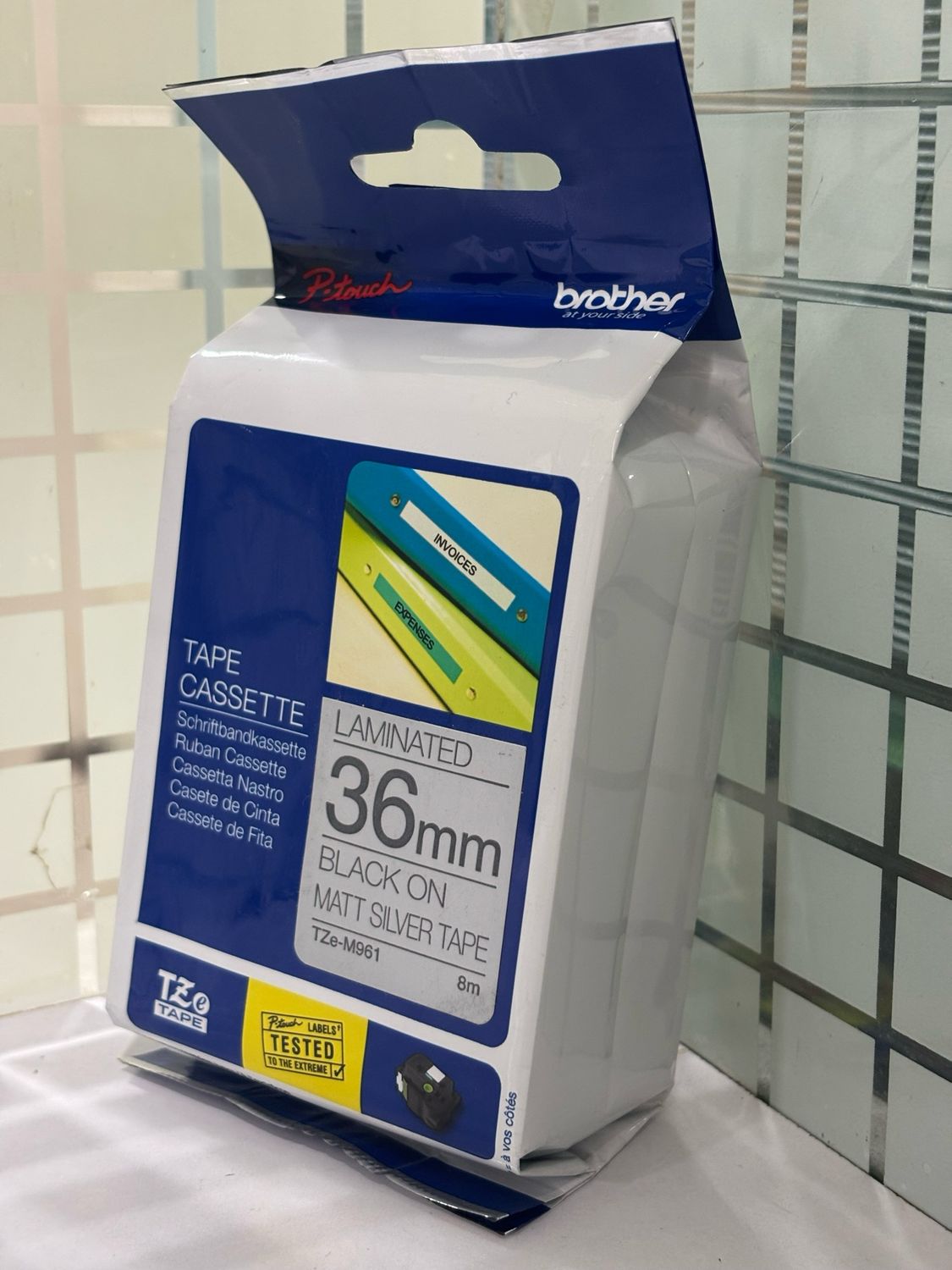 Brother Tze-M961 Black on Silver, Matt, 36mm Label Tape