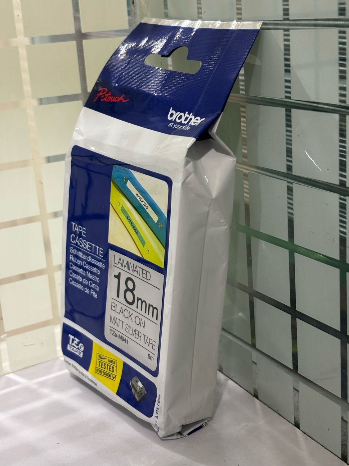 Brother Tze-M941 Black on Silver, Matt, 18mm Label Tape Brother Tze-M941 Black on Silver, Matt, 18mm Label Tape