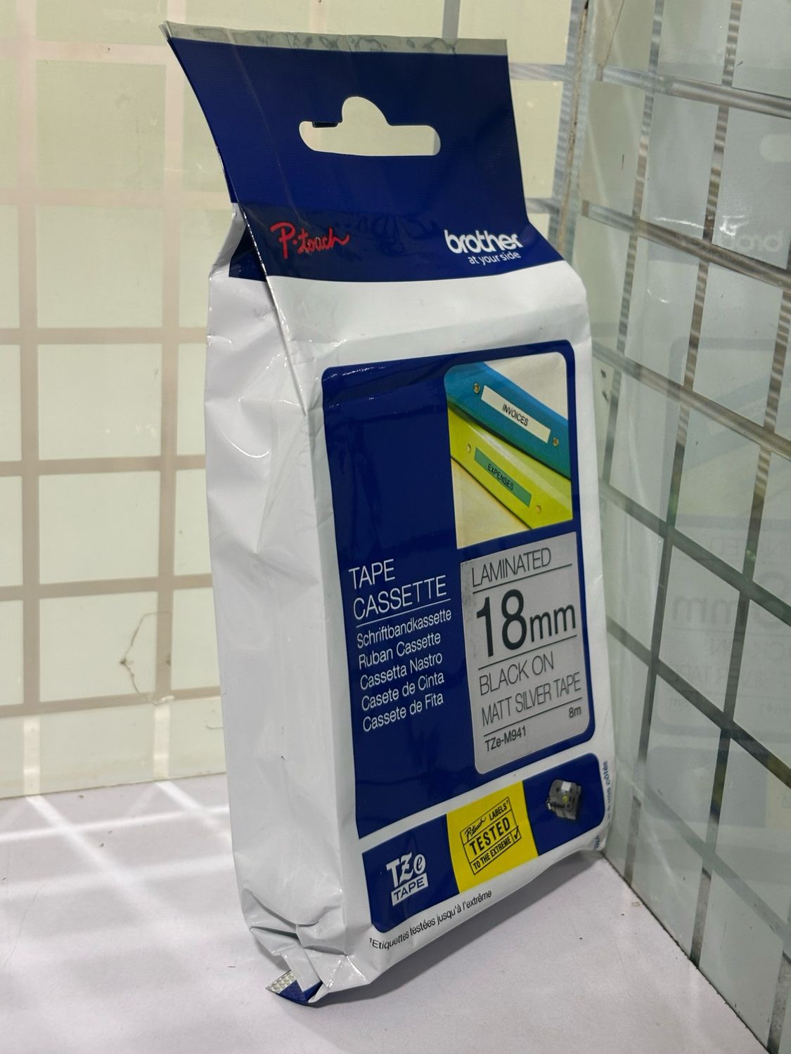 Brother Tze-M941 Black on Silver, Matt, 18mm Label Tape Brother Tze-M941 Black on Silver, Matt, 18mm Label Tape