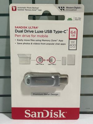 SanDisk 64GB Dual Drive Luxe USB Type-C Pen Drive for mobile
