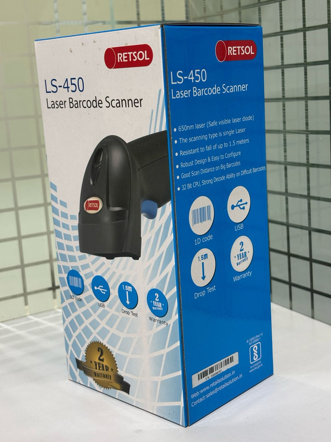 Retsol LS450 1D Handheld Laser Barcode Scanner Retsol LS450 1D Handheld Laser Barcode Scanner