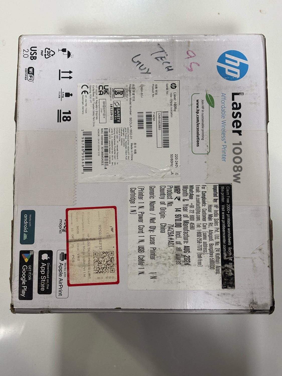 HP 1008W Single Function WiFi Laser Printer