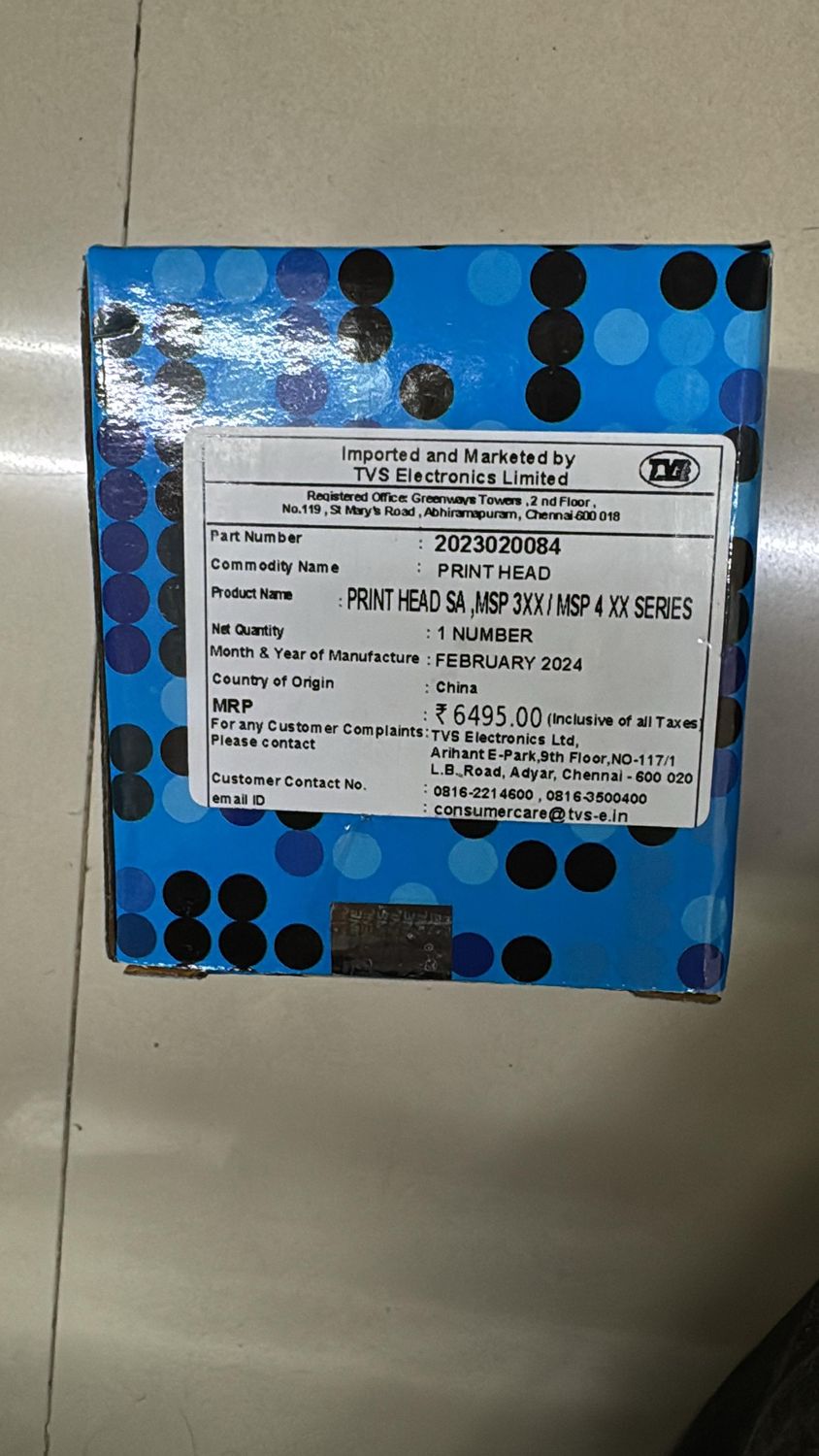 TVS MSP 355/455 Dotmatrix 24W T15 Printhead TVS MSP 355/455 Dotmatrix 24W T15 Printhead