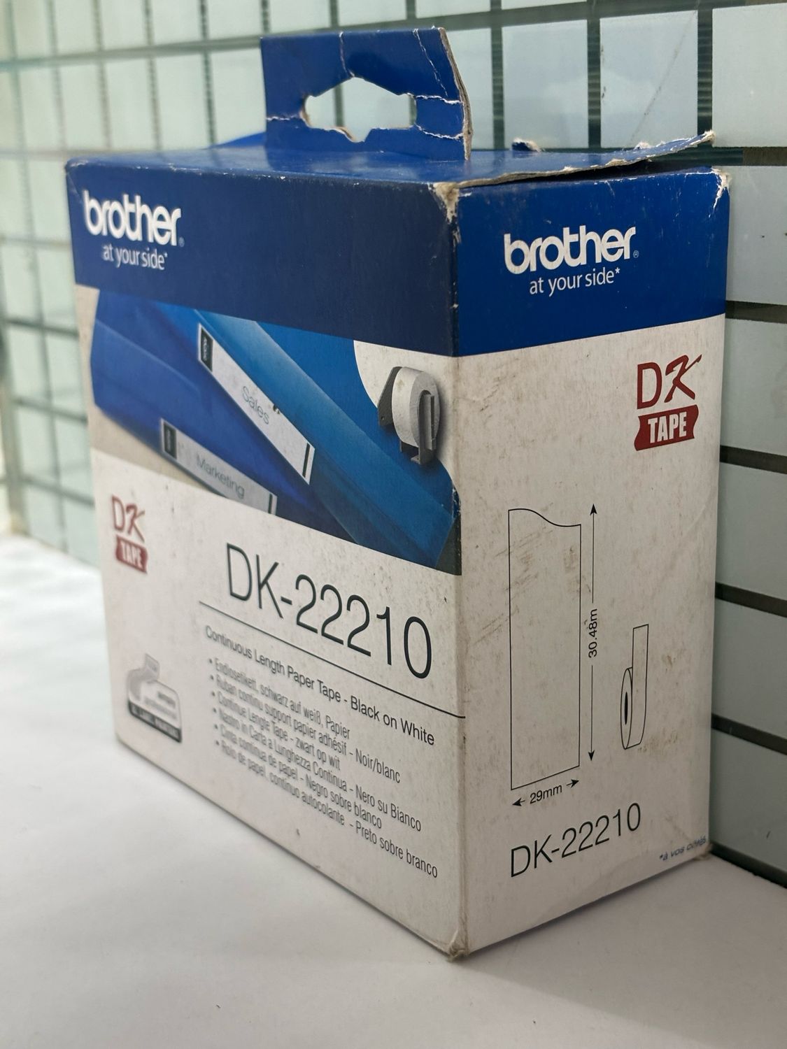 Brother DK22210 Continuous Length Paper Label, 29mm X 30.48m