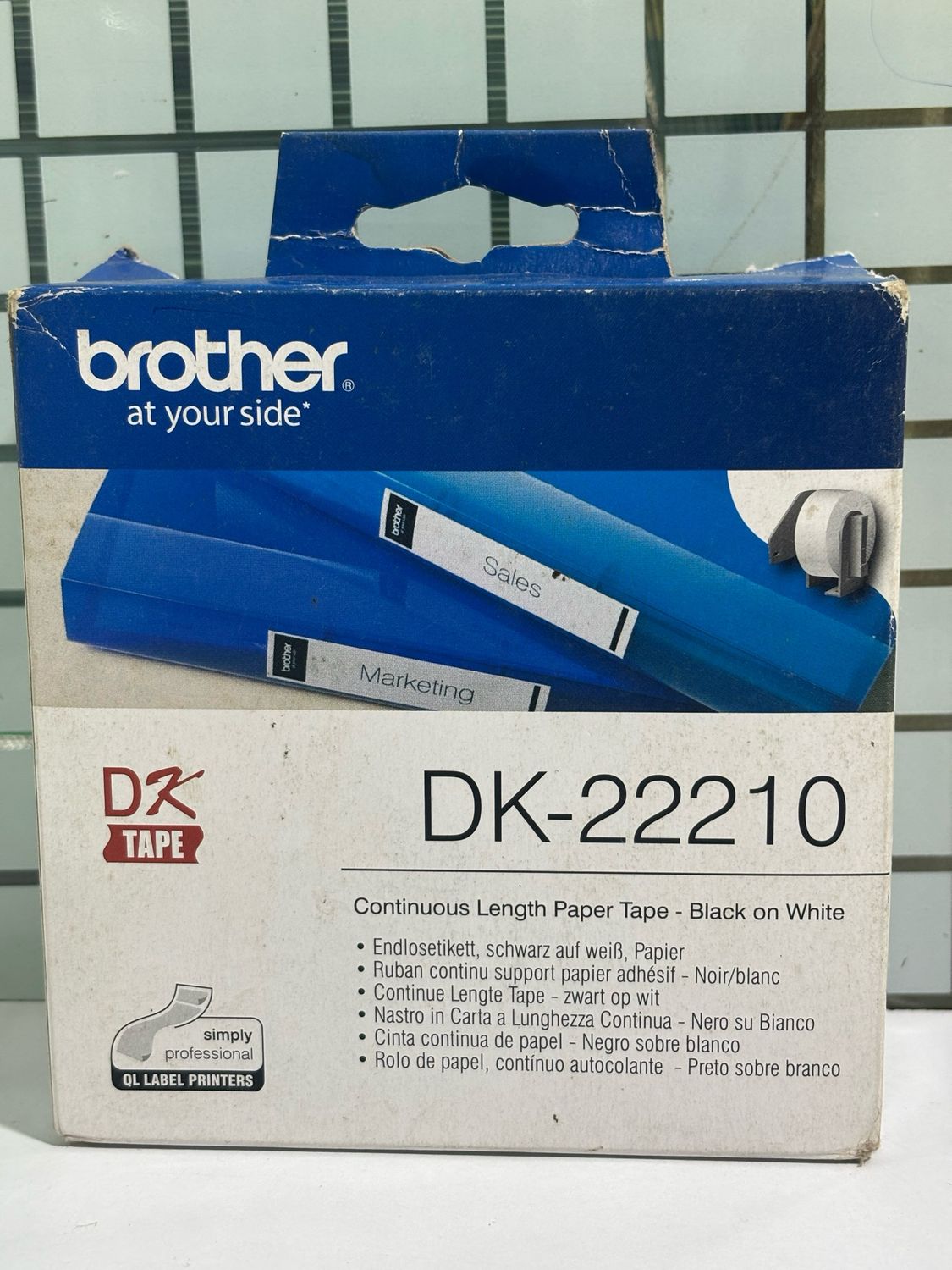 Brother DK22210 Continuous Length Paper Label, 29mm X 30.48m