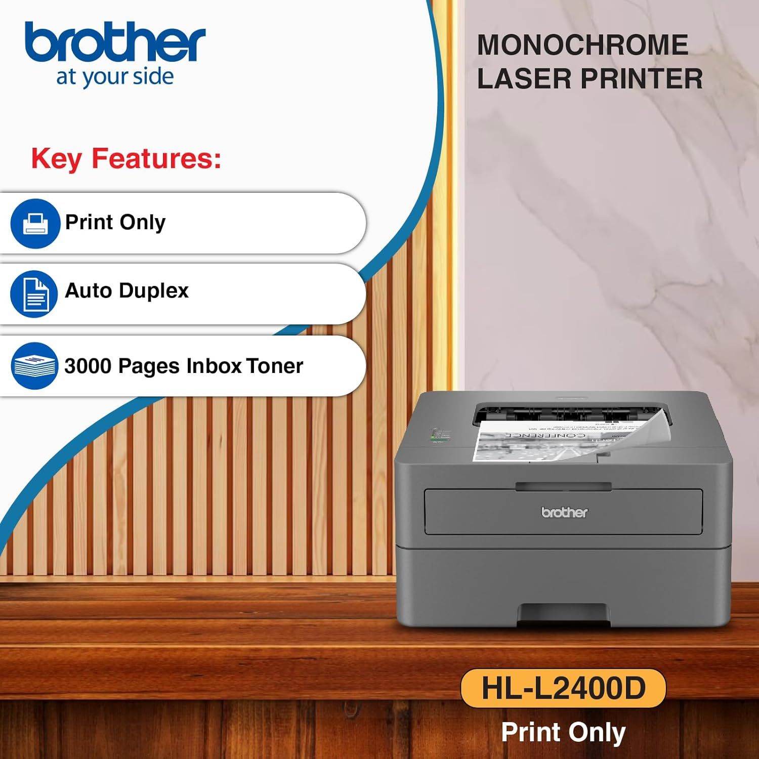 Brother HL-L2400D Monochrome Laser Printer