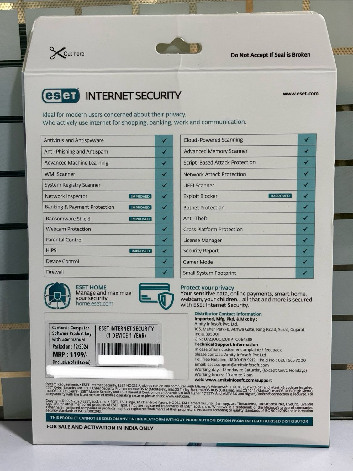 Renewal, 1 User, 1 Year, Eset Internet Security