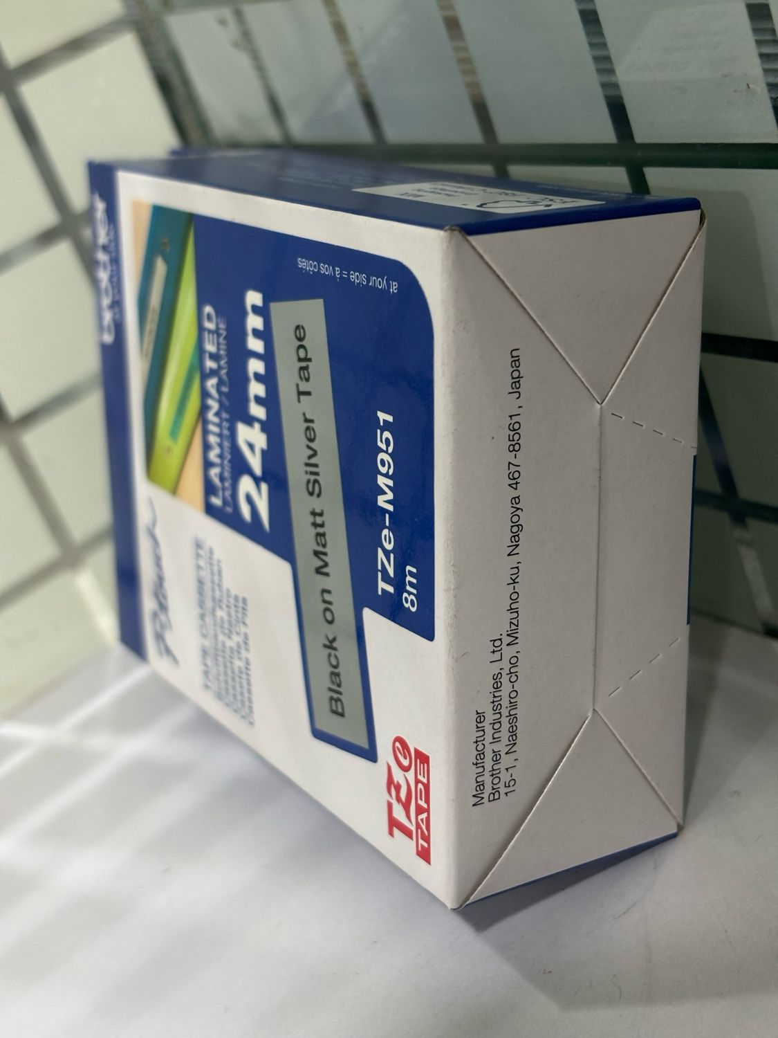 Brother Tze-M951 Black on Silver Matt, 24mm Label Tape Brother Tze-M951 Black on Silver Matt, 24mm Label Tape