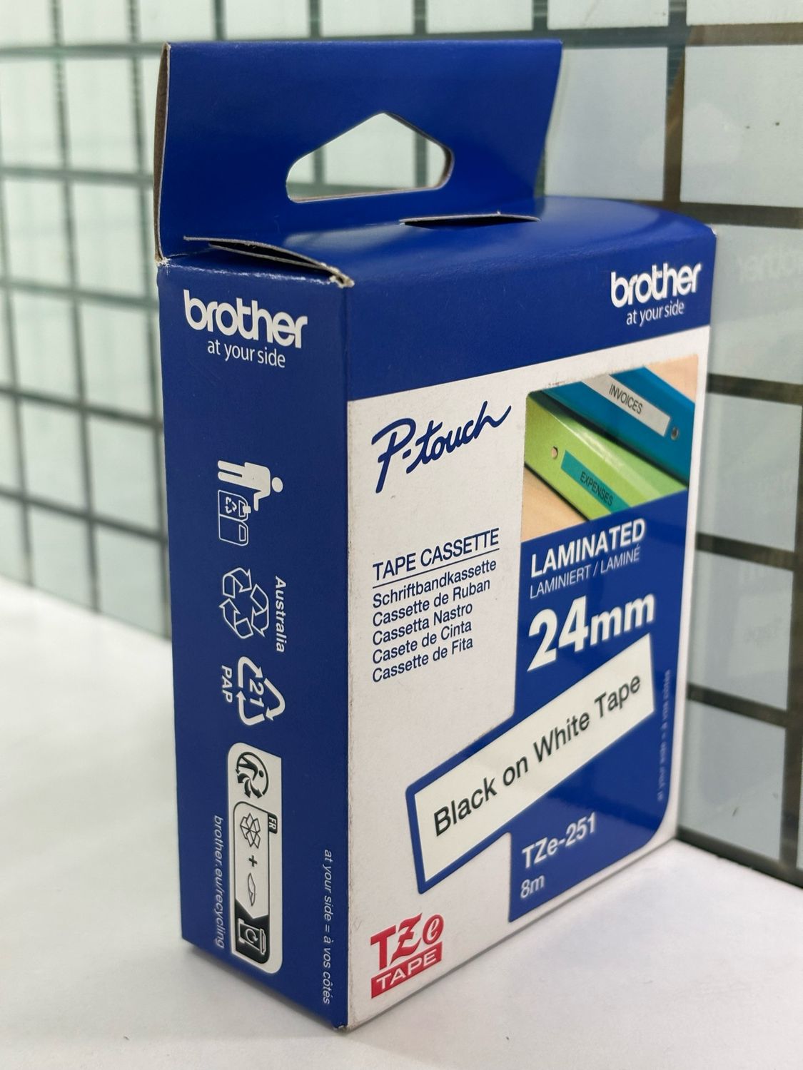 Brother TZe-251 Black on White 24mm Label Tape Brother TZe-251 Black on White 24mm Label Tape