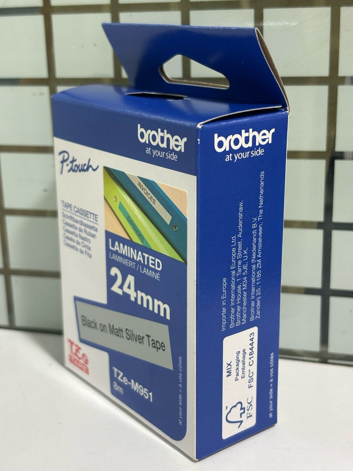 Brother Tze-M951 Black on Silver Matt, 24mm Label Tape Brother Tze-M951 Black on Silver Matt, 24mm Label Tape