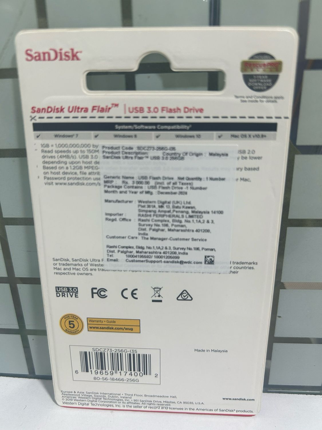 SanDisk 256GB Ultra Flair 3.0 USB Flash Drive