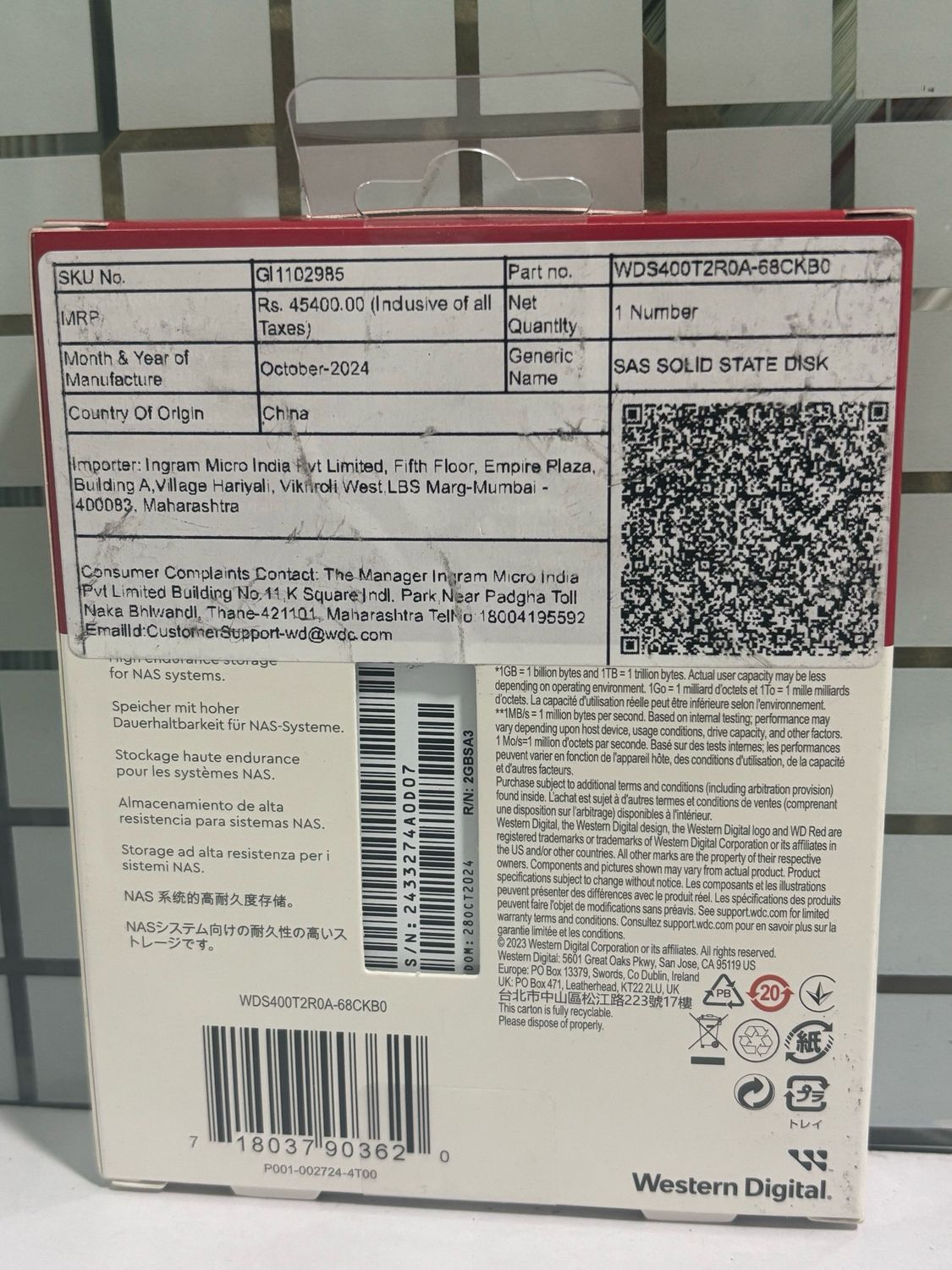 WD Red SA500 NAS SATA SSD 2.5”/7mm Cased - 4TB WD Red SA500 NAS SATA SSD 2.5”/7mm Cased - 4TB