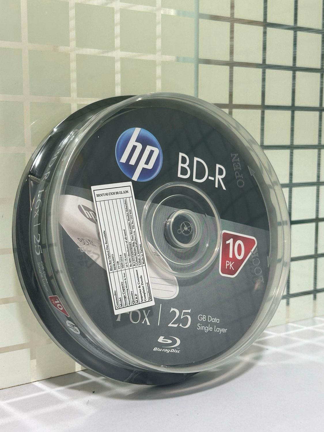 HP BD-R 6X 25GB Blu-Ray (Pack of 10) Cake Box Spindle HP BD-R 6X 25GB Blu-Ray (Pack of 10) Cake Box Spindle
