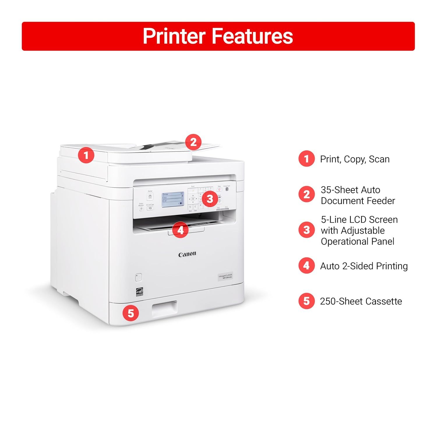Canon MF284dw with adf 35ppm Multifunction Laser Printer