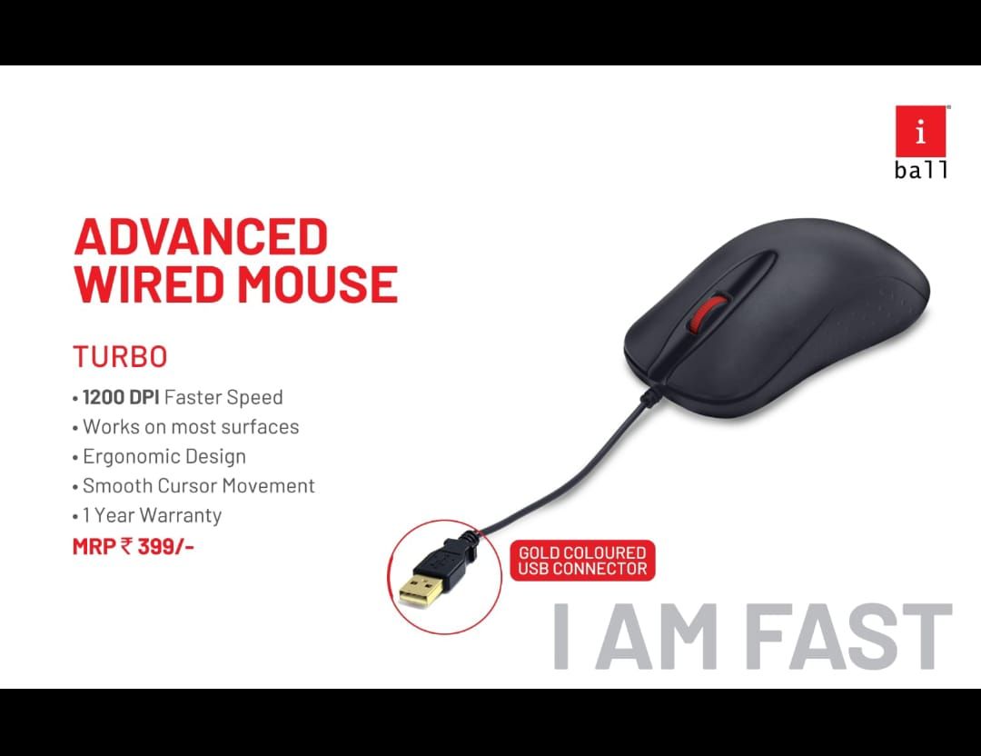 iball Turbo USB Wired Optical Mouse iball Turbo USB Wired Optical Mouse