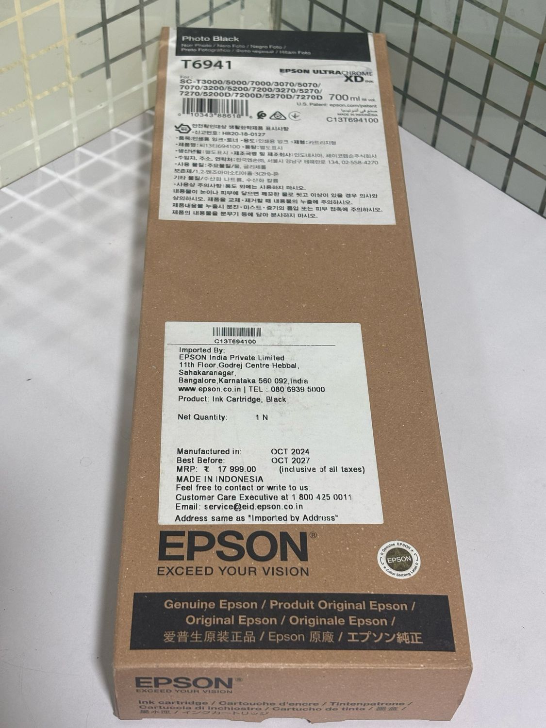 Epson T6941 Ink Cartridge, Photo Black, 700ml Epson T6941 Ink Cartridge, Photo Black, 700ml