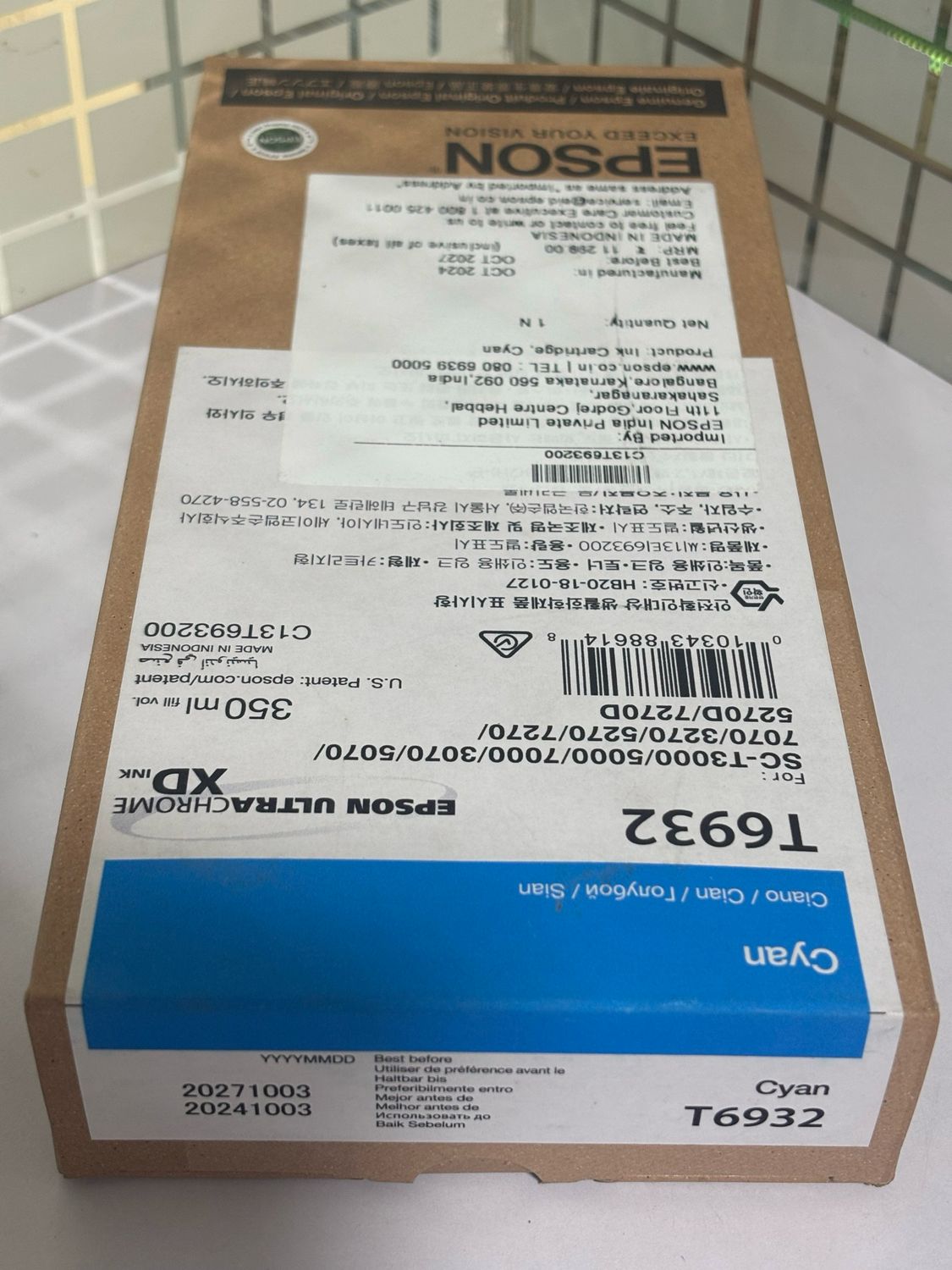 Epson T6932 Ink Cartridge, Cyan, 350ml Epson T6932 Ink Cartridge, Cyan, 350ml