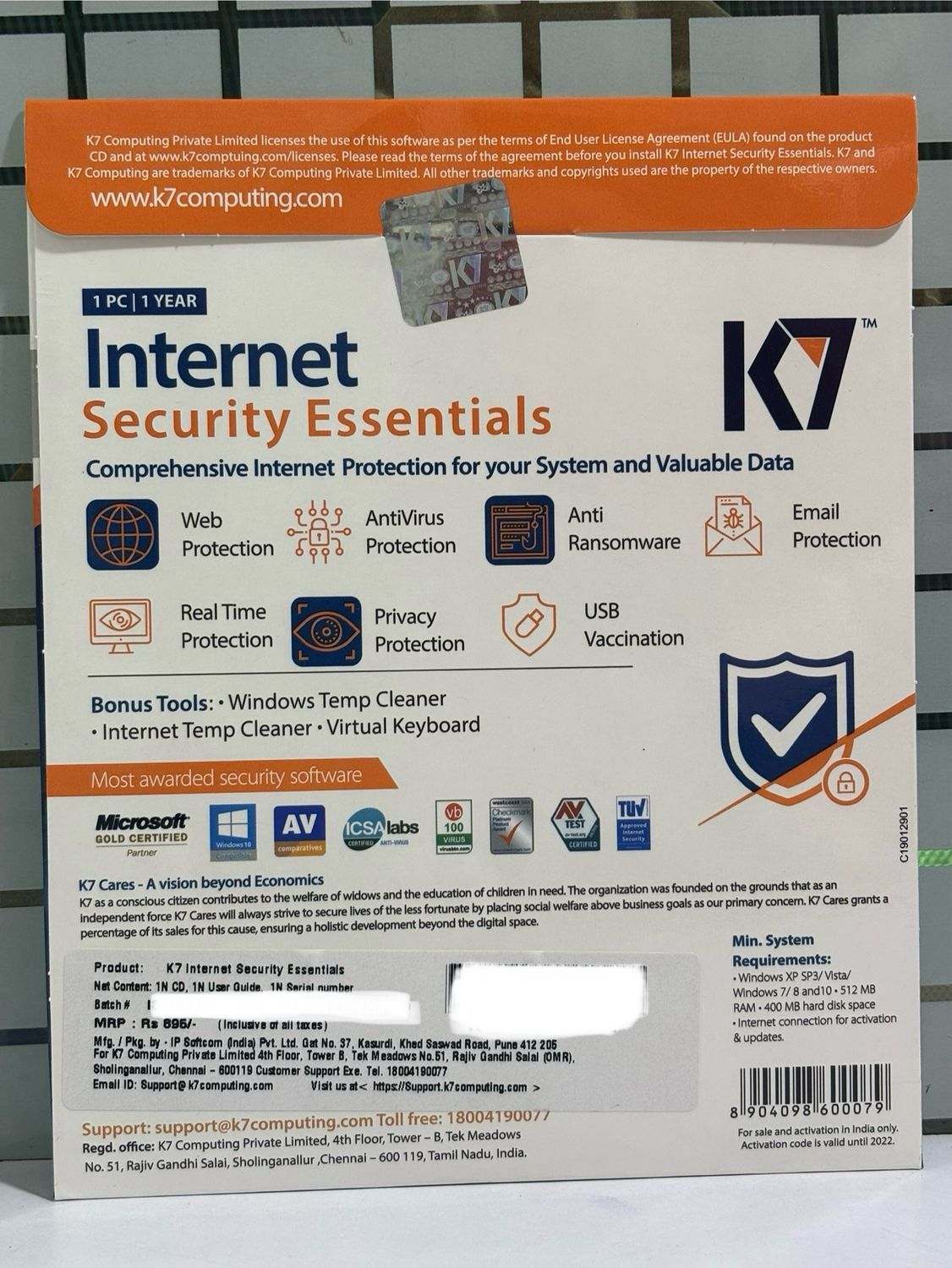 New, 1 User, 1 Year, K7 Internet Security Essentials New, 1 User, 1 Year, K7 Internet Security Essentials