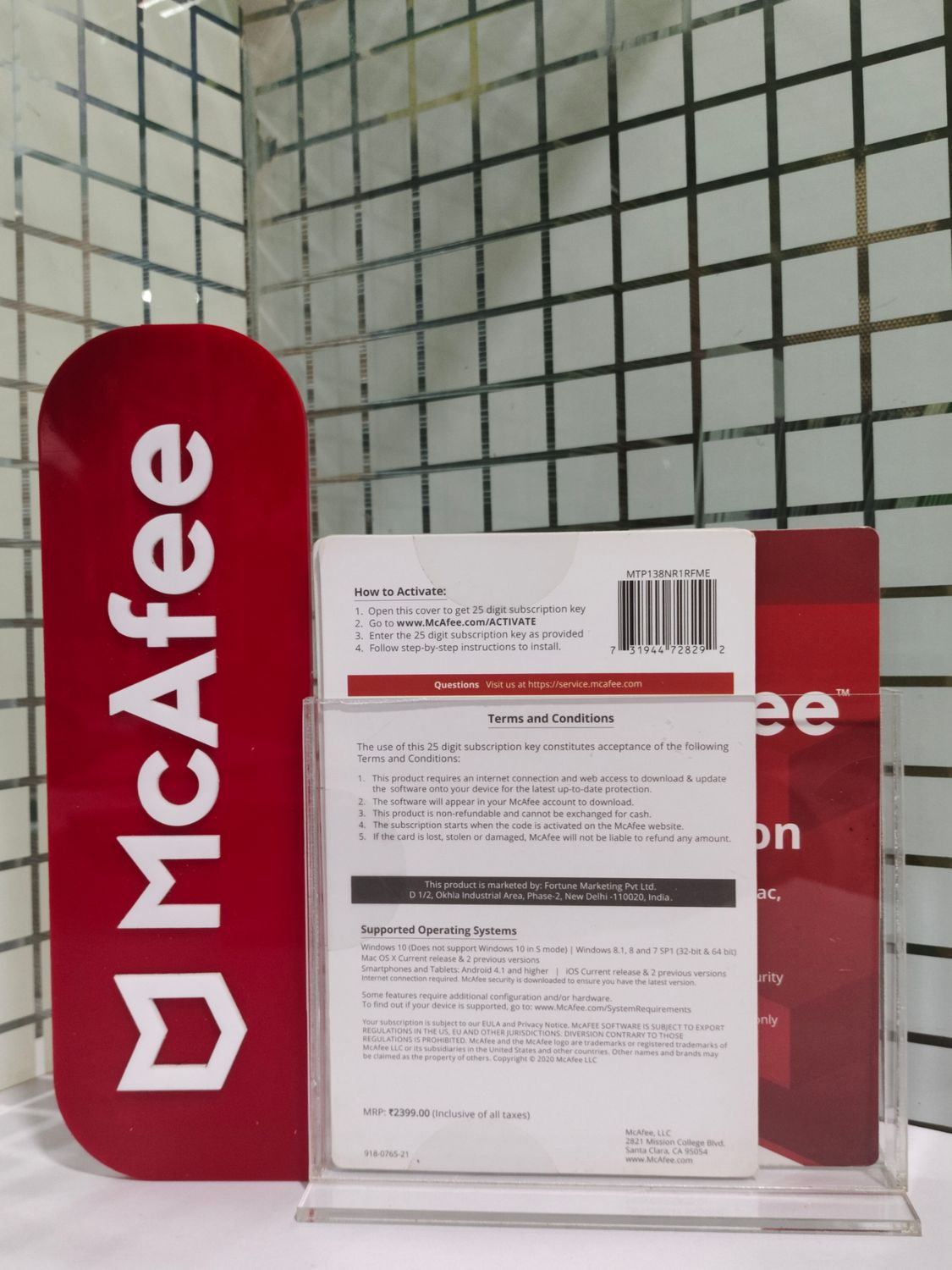 New, 1 User, 3 Year, Mcafee Total Protection