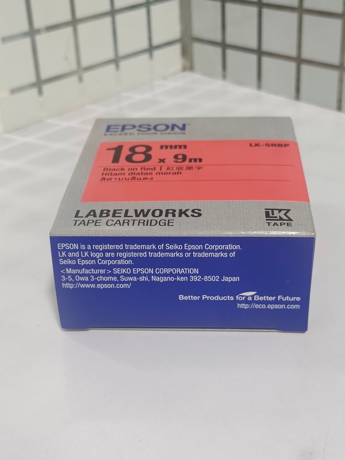 Epson LK-5RBP 18mm Black on Red Tape