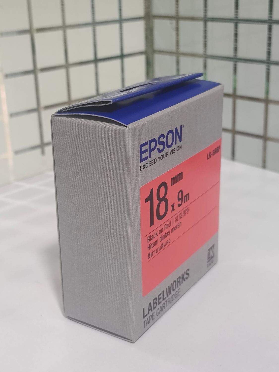 Epson LK-5RBP 18mm Black on Red Tape