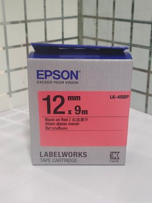 Epson LK-4RBP 12mm Black on Red Label Tape