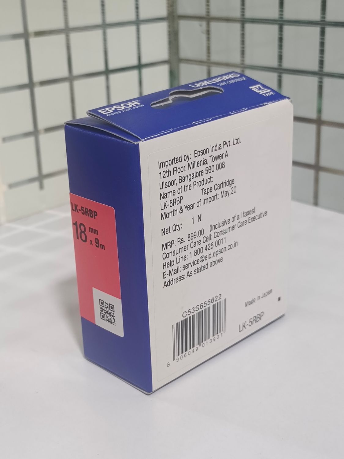 Epson LK-5RBP 18mm Black on Red Tape