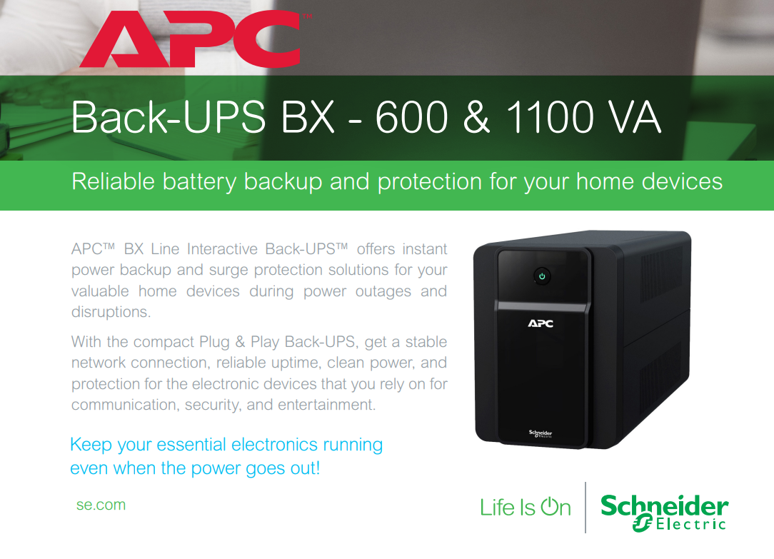 APC Back-UPS, 1100VA, Tower, 230V