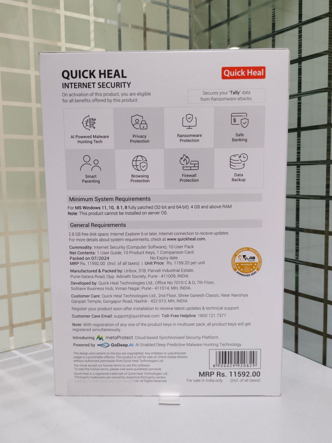 New, 10 User, 3 Year, Quick Heal Internet Security