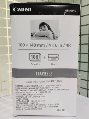 New, Canon Selphy KP-108IN Color Ink/Paper Set