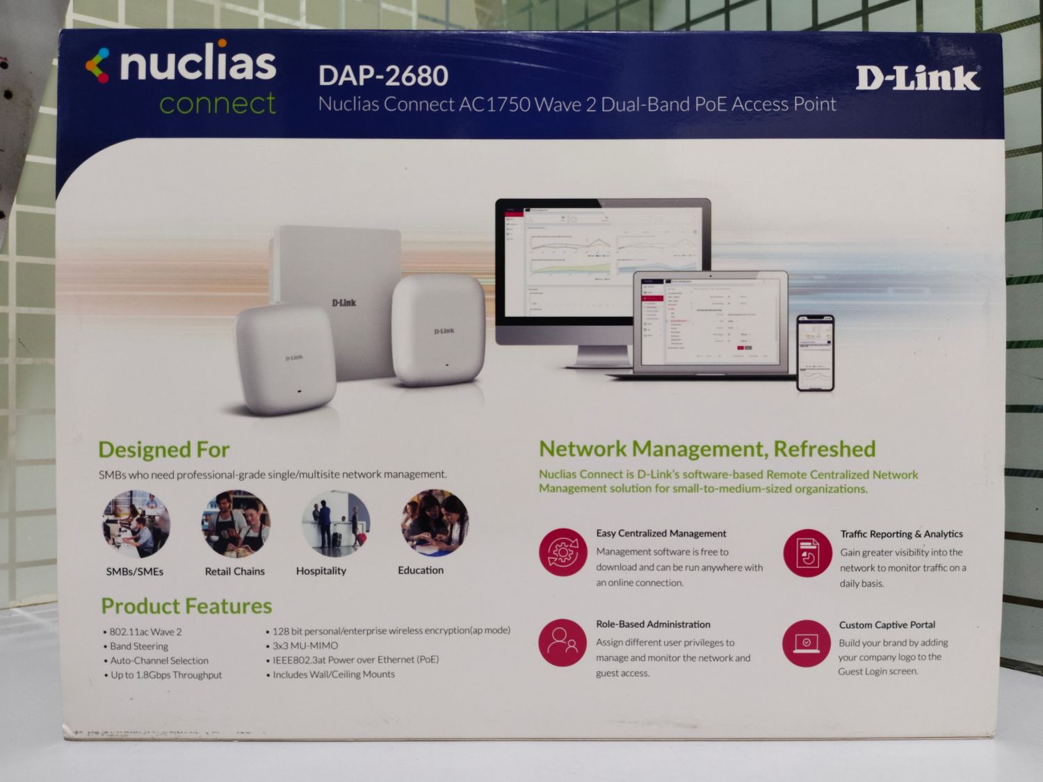 D-LINK DAP-2680 AC1750 Wave 2 Dual-Band PoE Access Point D-LINK DAP-2680 AC1750 Wave 2 Dual-Band PoE Access Point