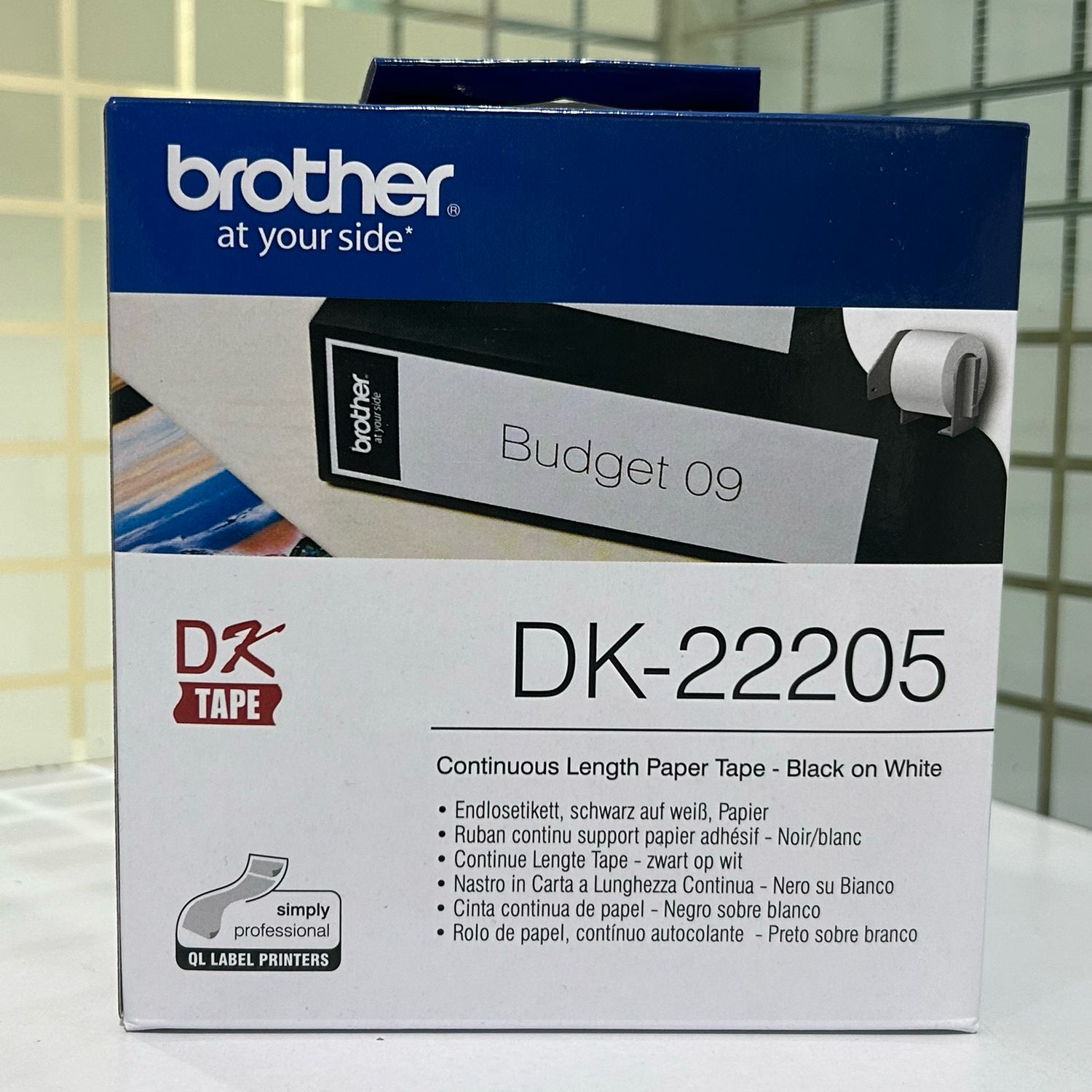 Brother DK22205 Black on White Continuous Length Paper Label