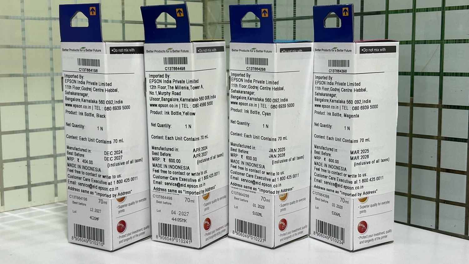 Epson 664 set of 4 bottle (L550, L555, L565, L605, L655, L1300) Epson 664 set of 4 bottle (L550, L555, L565, L605, L655, L1300)