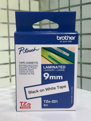 Brother TZe-221 Black on White 9mm Label Tape