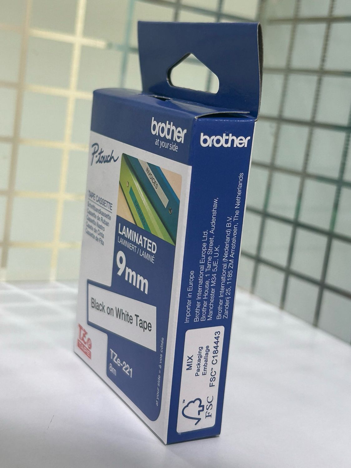 Brother TZe-221 Black on White 9mm Label Tape